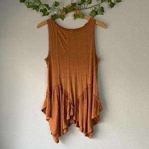 Free People Burnt Orange Boho Oversized Sleeveless Flowy Tunic Tank Top